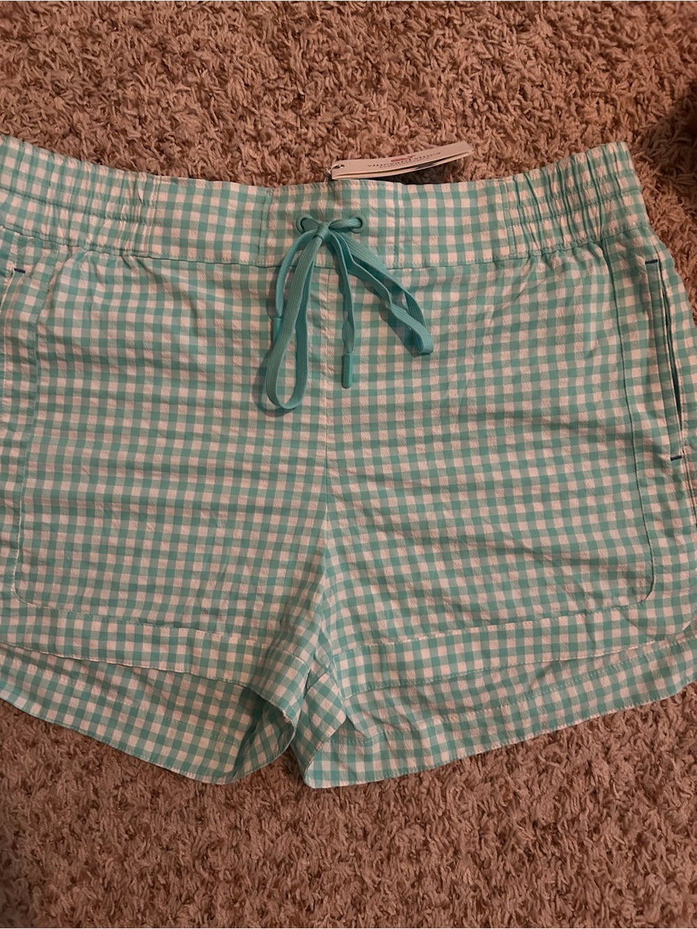 NWT Vineyard Vines Aqua Gingham Shorts L